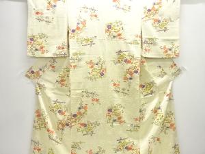 秋草模様小紋着物